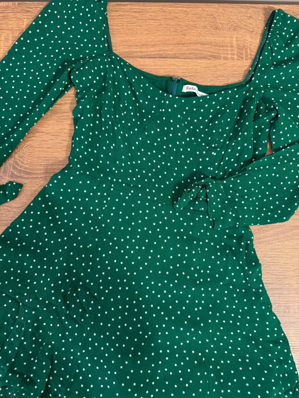 Reformation Green Polka Dot Minidress Dress
